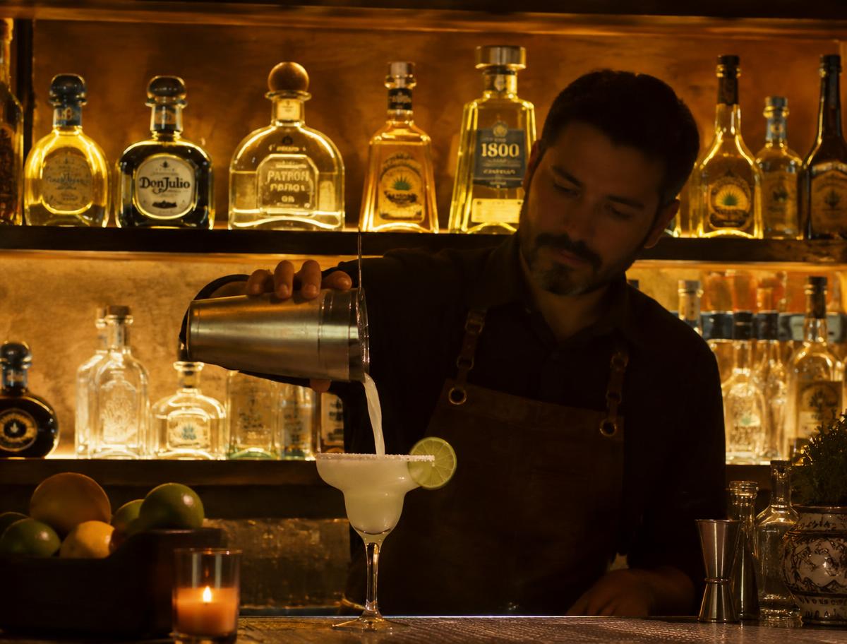 Bartender pouring a margarita